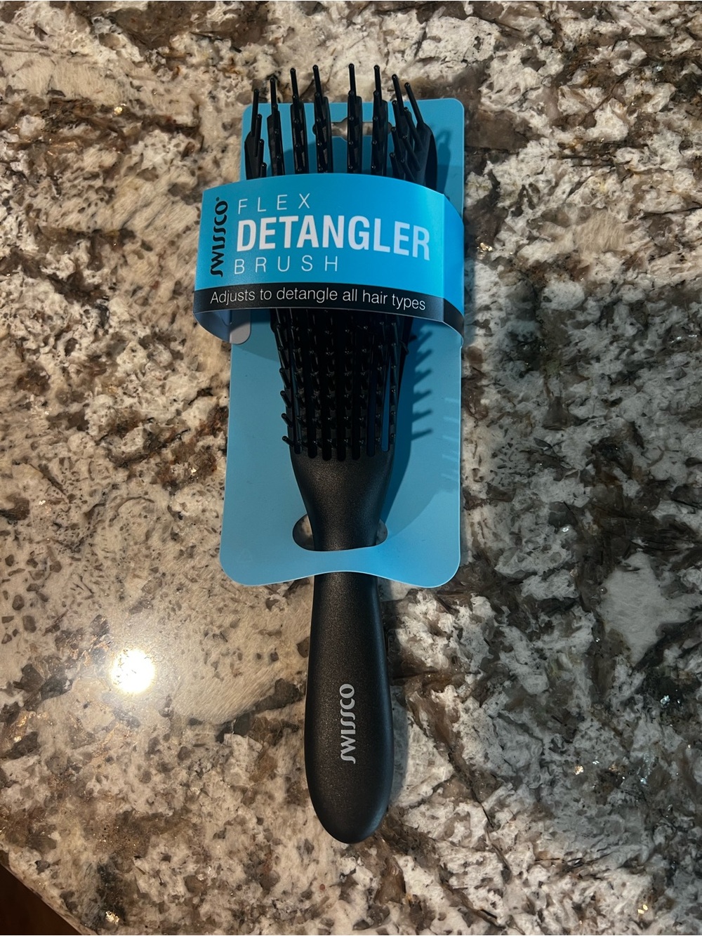 Swissco Flex Detangler Brush Adjustable Hair Brush Black NWT